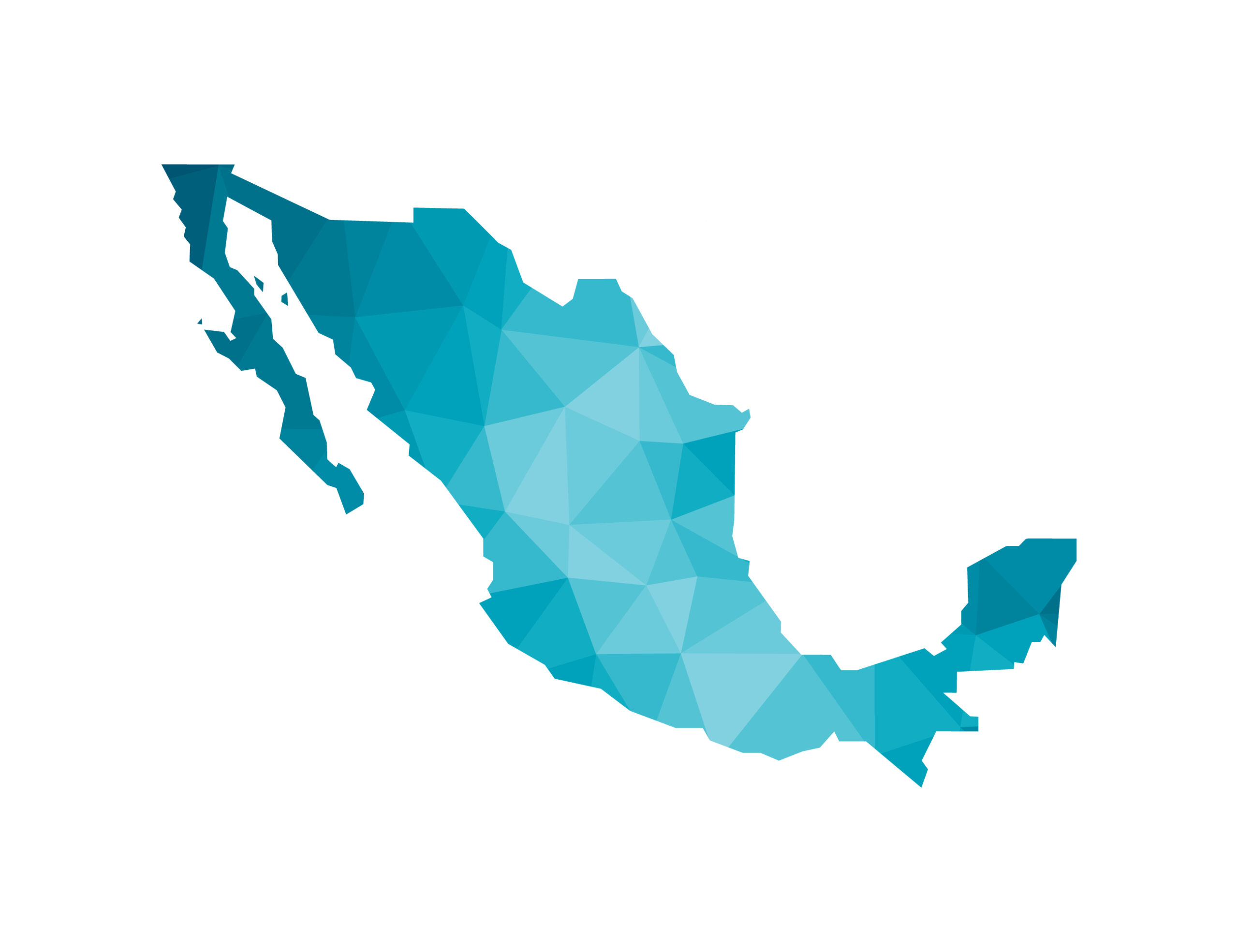 Vector,Isolated,Illustration,Icon,With,Simplified,Blue,Silhouette,Of,Mexico